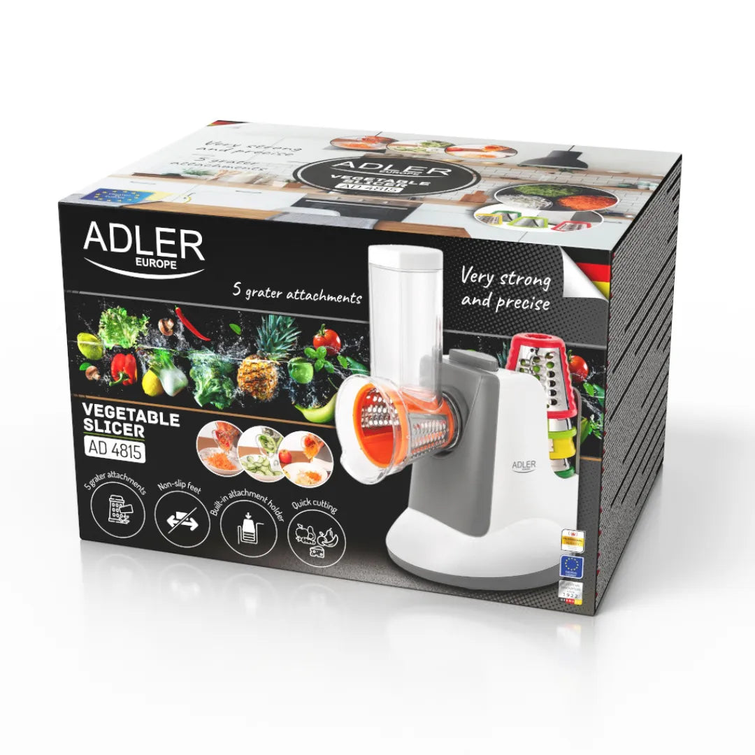 Електрическо ренде ADLER, 150W, 5 приставки, за зеленчуци, сирена, ядки