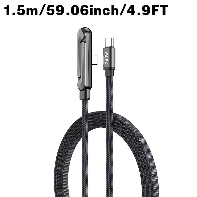 USB-C Кабел за Бързо Зареждане 240W с вградена 360° метална стойка