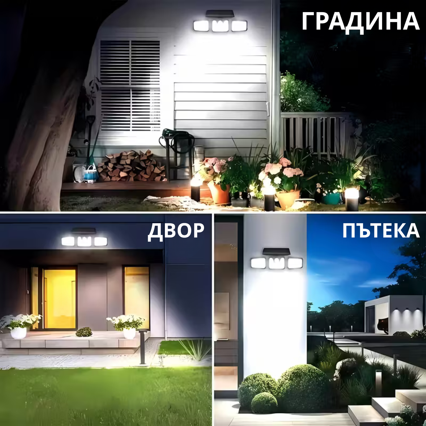Мощна Соларна Лампа със Сензор – 3 Режима