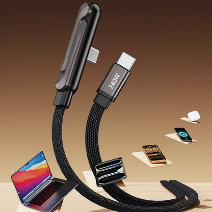 USB-C Кабел за Бързо Зареждане 240W с вградена 360° метална стойка