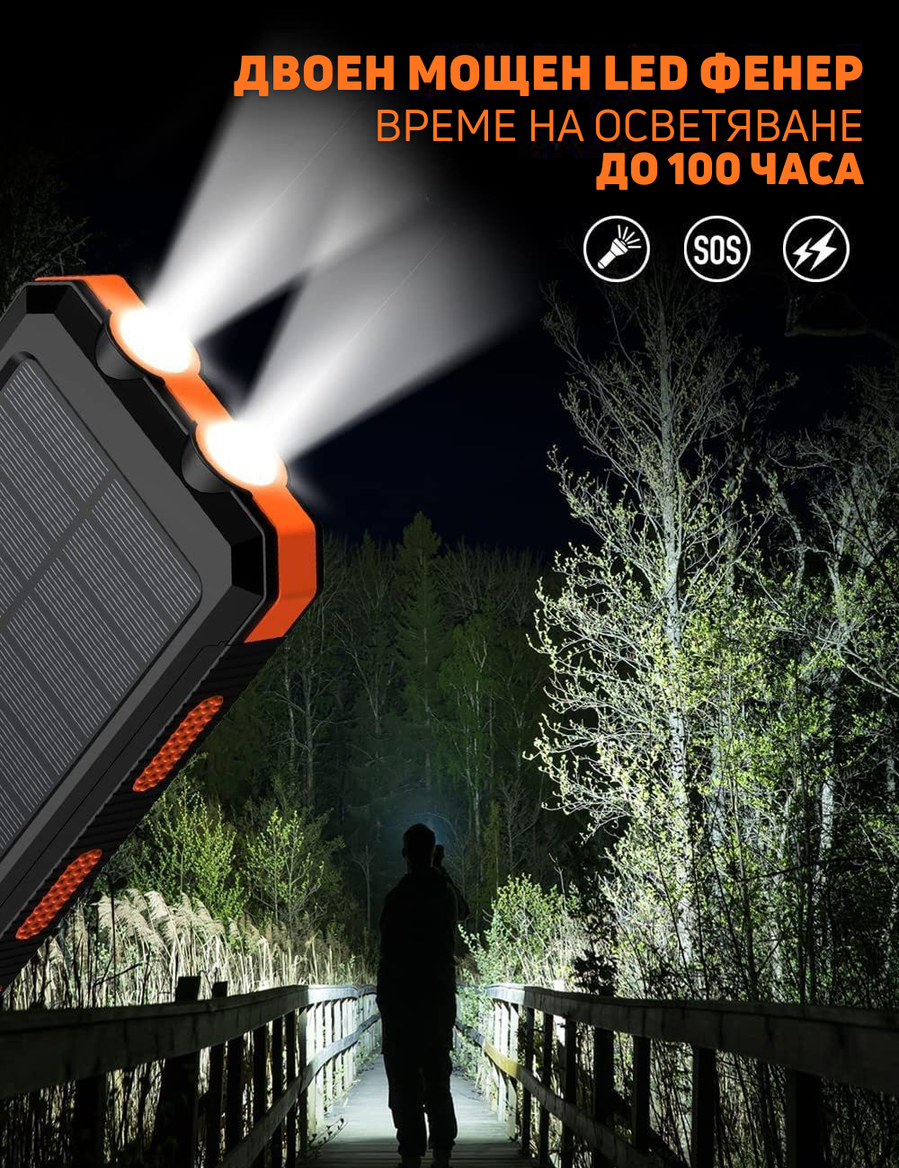 Соларна външна батерия 30000mAh