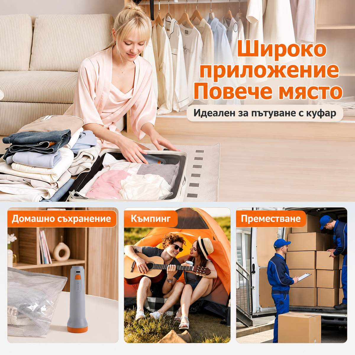 Безжична Електрическа Вакуумна Помпа 4600 Pa за Вакуумни Торби – 1500 mAh