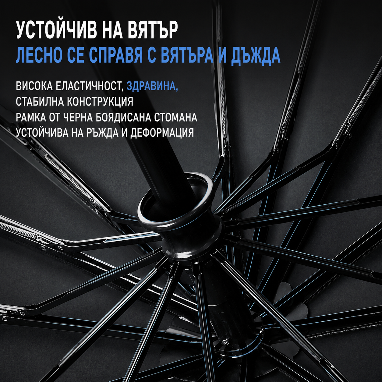 Автоматичен сгъваем чадър с UV защита – ветроустойчив
