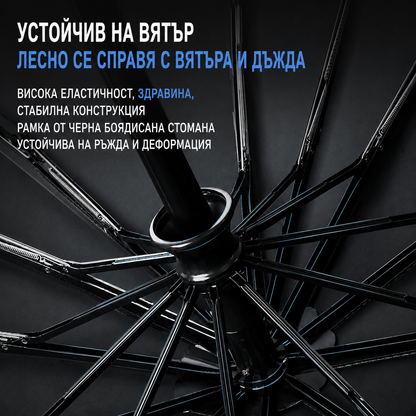 Автоматичен сгъваем чадър с UV защита – ветроустойчив