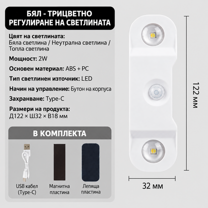 RGB LED Стенна Лампа с Двоен Светлинен Ефект