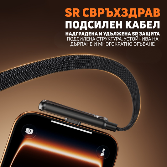 USB-C Кабел за Бързо Зареждане 240W с вградена 360° метална стойка