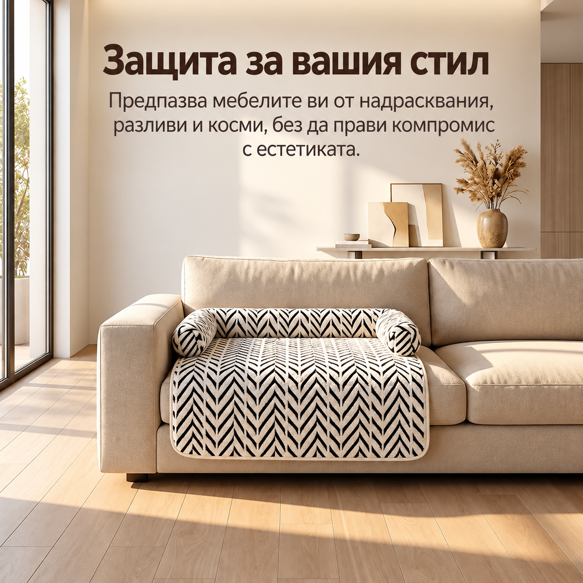 Плюшено Легло за Котки и  Кучета – Протектор за Диван с Противоплъзгаща Основа