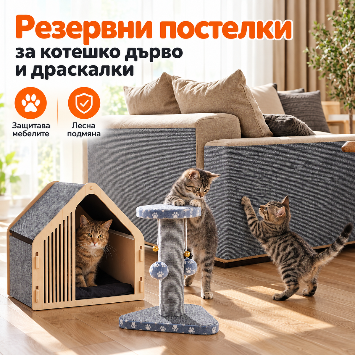 Самозалепваща се Драскалка за Котки - 3 м.