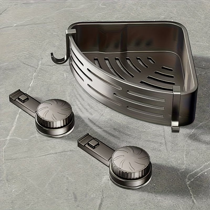 Триъгълна етажерка с вакуумни вендузи за баня – без пробиване