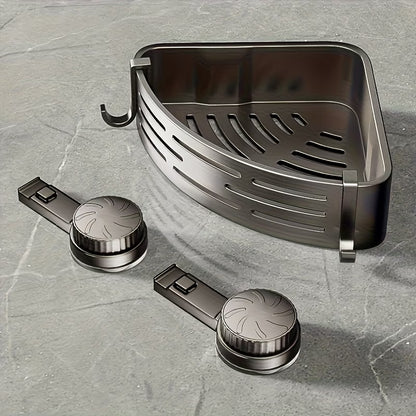 Триъгълна етажерка с вакуумни вендузи за баня – без пробиване