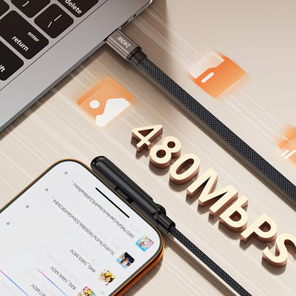 USB-C Кабел за Бързо Зареждане 240W с вградена 360° метална стойка