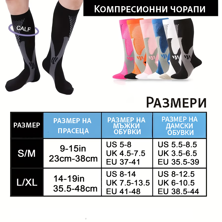 Комплект 3 чифта Kомпресионни Чорапи
