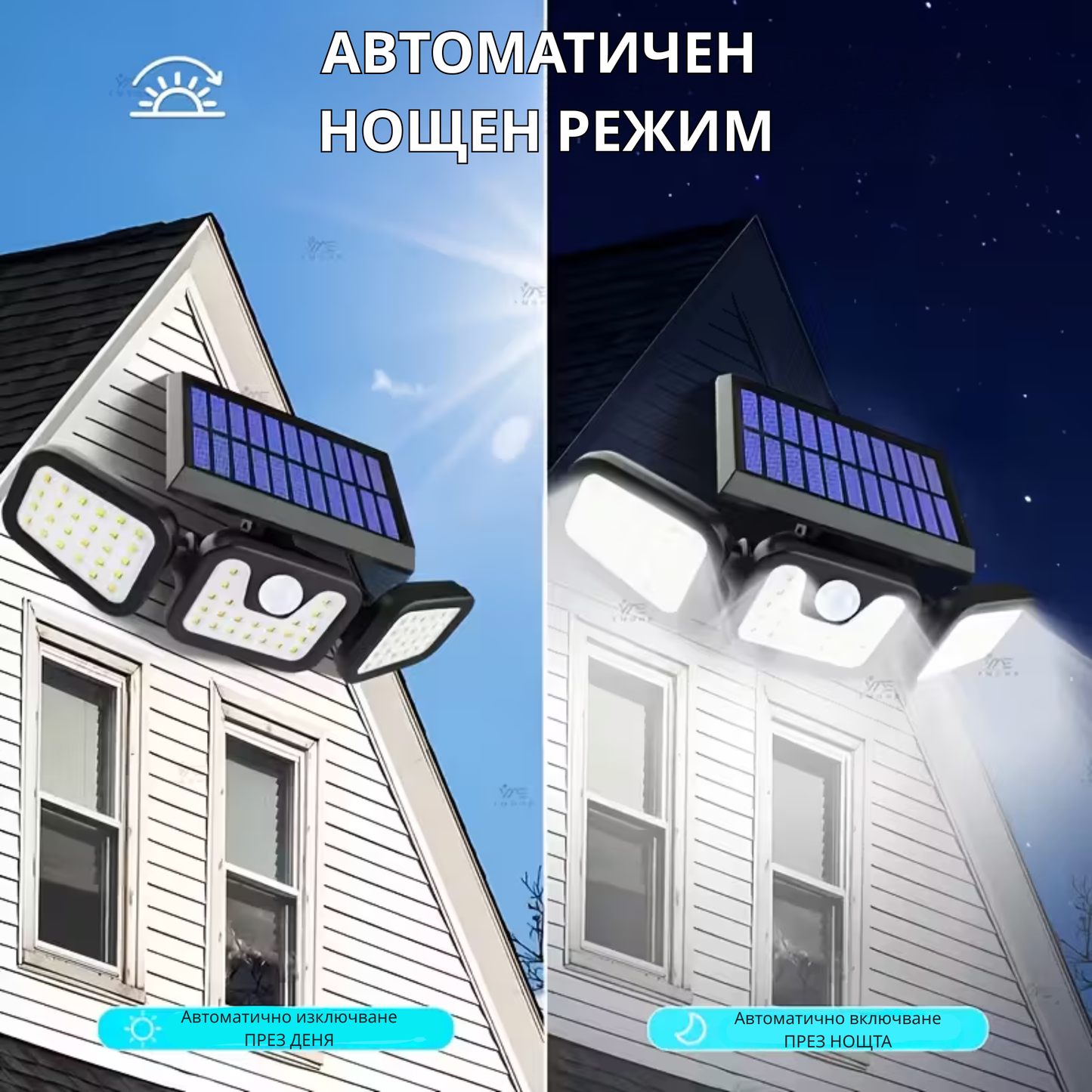 Мощна Соларна Лампа със Сензор – 3 Режима