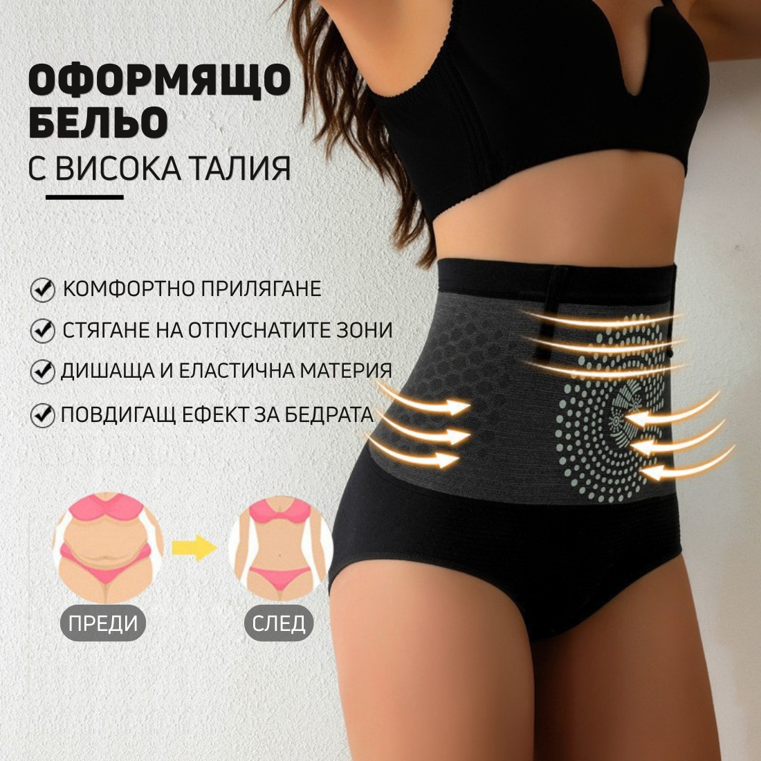 Оформящо Бельо с Висока Талия и Повдигащ Ефект