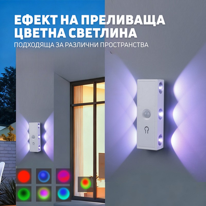 Многоцветна Сензорна Лампа за Стена