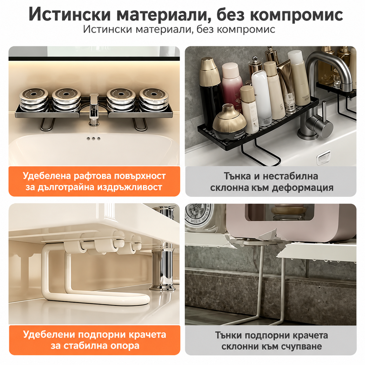 Органайзер за Мивка от Въглеродна Стомана – без пробиване, за баня и кухня