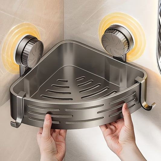 Триъгълна етажерка с вакуумни вендузи за баня – без пробиване