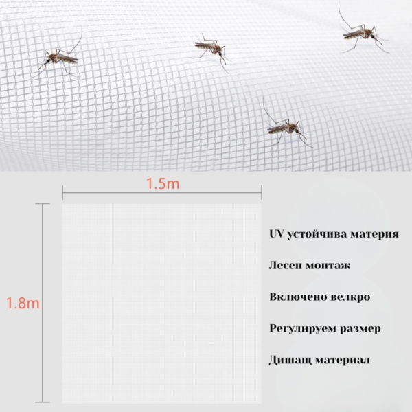 Мрежа Против Комари за Прозорец - 150x180 см